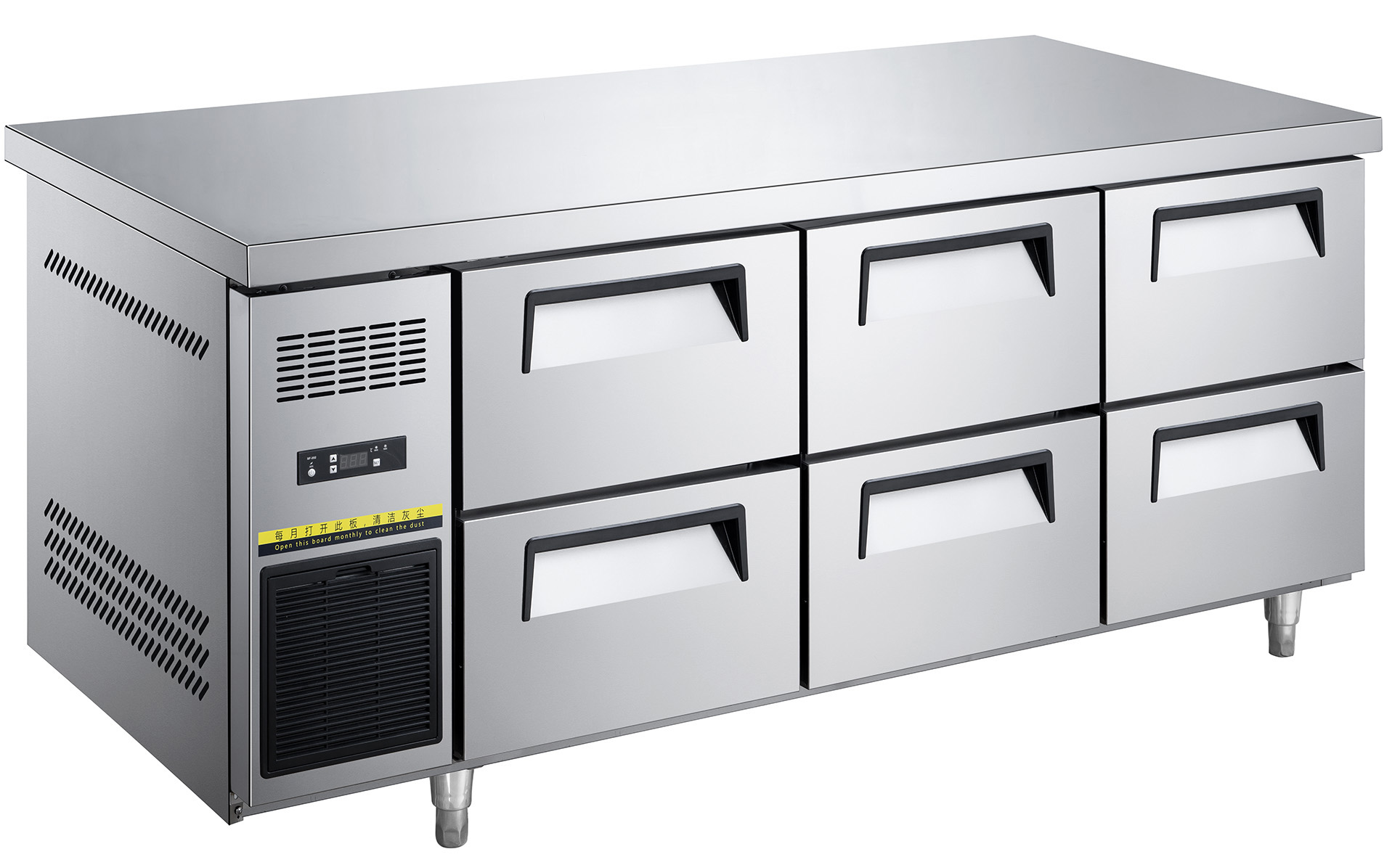 Commercial 1800mm 3-Door Refrigerated Worktable - 500L, Air/Direct Cooling, for Large Kitchen Prep - Image 2