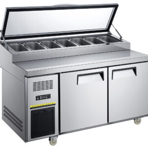 Commercial Pizza Prep Table Refrigerator - 300-780L, 1200-2300mm, Air Cooled with GN Pan Rail for Pizza & Sandwich Prep