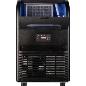 Small Commercial Square Ice Maker 70-80 LBS/24H Output, Optional Barrel Water Connection for Cafes & Small Bars